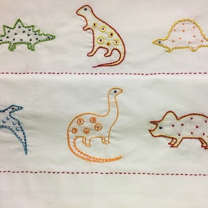 Hand Embroidered Dinosaur Pillow Cases: Personalized Kids Decor
