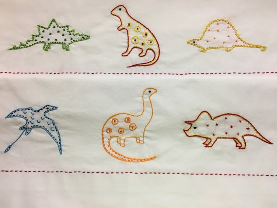 Dinosaur Pillow case set Hand Dinosaur pillowcase | Etsy