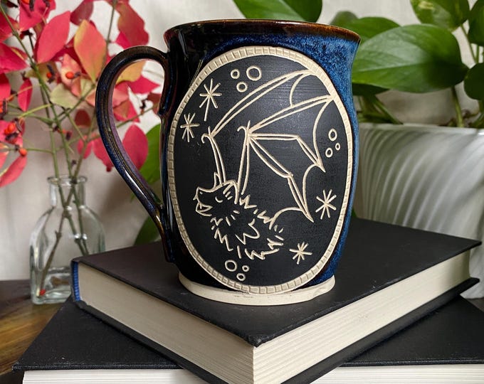 Sapphire Bat Mug | 19 Fl Oz | Handmade Ceramics - Etsy