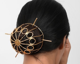 Beautiful Brass Hair Pin, Gold Hair Stick, Brass Hair Fork, Thoughtful Gifts for Her, Hair Pins for Women, Modern Hair Pin.