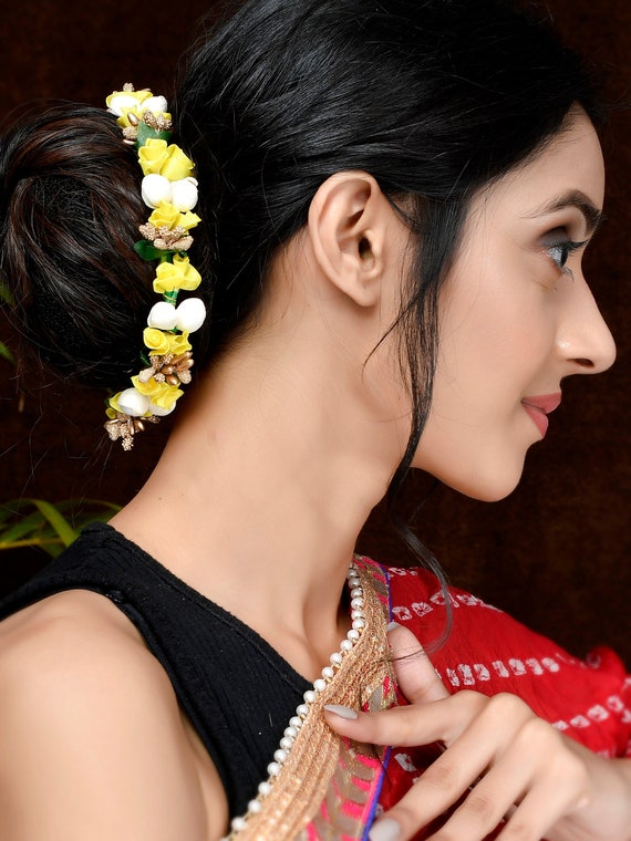 Buy Yellow and White Hair Accessories Gajra Artificial Handmade Online in India - Etsy Buy Yellow and White Hair Accessories Gajra Artificial Handmade Online in India - Etsy