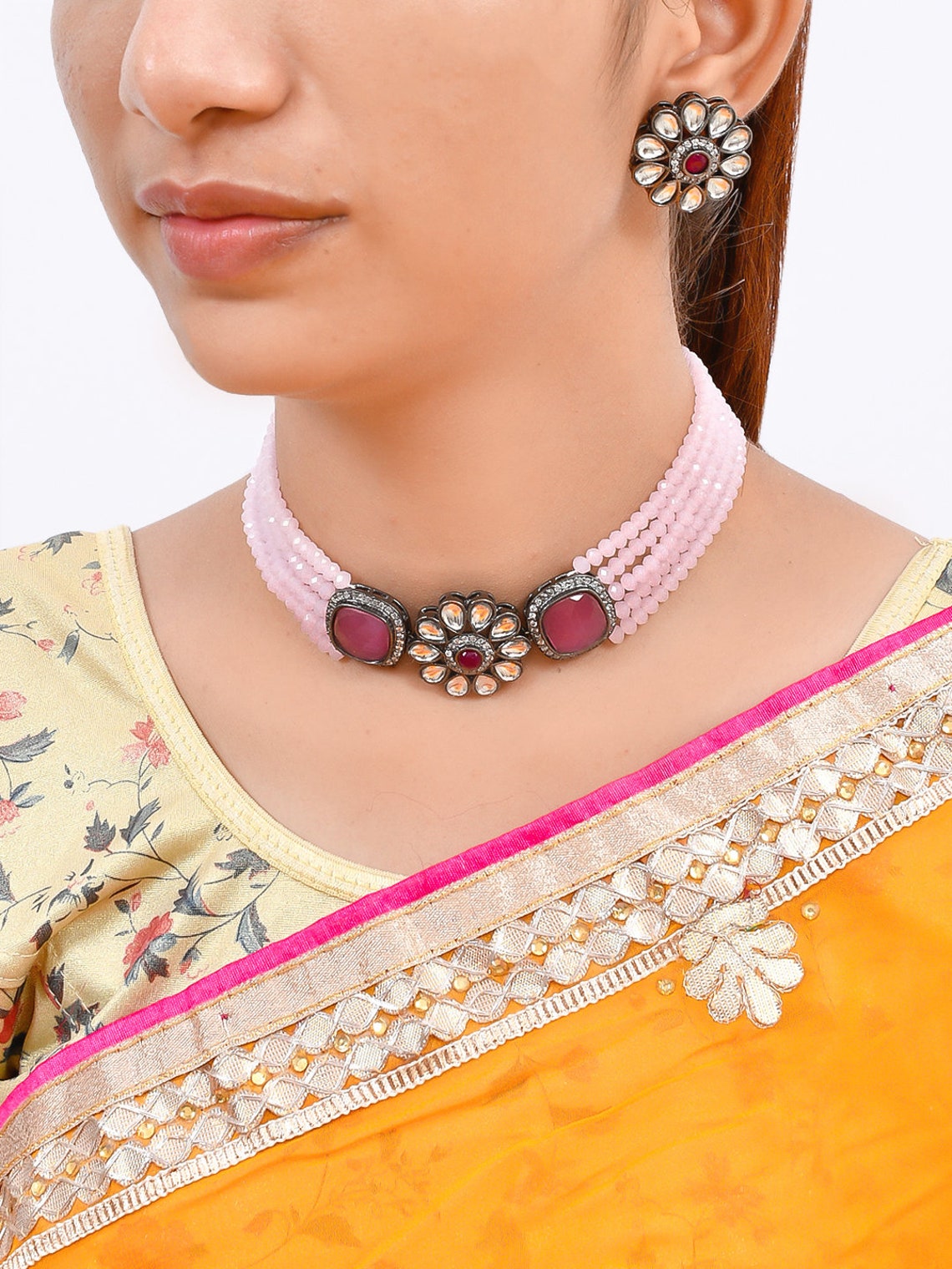 Pink Choker Necklace Traditional Jewellery Indian Jewelry Etsy