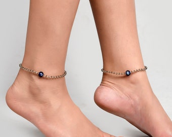 Evil eye anklet,Evil eye,Beaded Anklet,Evil Eye protection,Evil Eye Jewellery,Indian Jewellery,Adjustable Anklet.