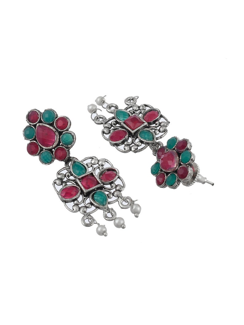 Indian jewellery Temple Jewelry Multicolor Jewellery set Ethnic jewellery Gift for her Necklace sets pearls Earrings handmade jewelry