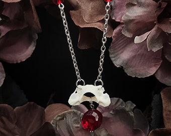 Real Vertebrae Gothic Dark Fantasy Red Glass Bead Necklace
