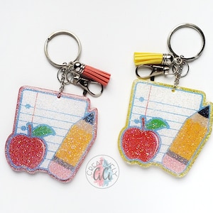 Teacher Keychain, Notebook Keychain, Teacher Keyrings, Teacher Appreciation Gift, Birthday gift for her, Teacher Gift, End of year Gift