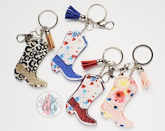 Cowboy Boot Keychain, Cowgirl bag tag, Bachelorette Gift, Birthday gift for her, Purse Charm, country gifts for women, Summer Accessories