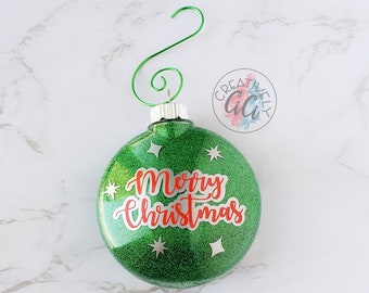 Merry Christmas Ornament, Christmas Ornaments, Tree Decorations, Glitter Ornament, Stocking Stuffers for her, Christmas gift for women