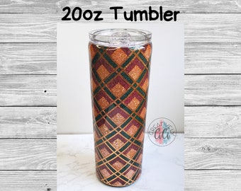 Lattice Tumbler, Fall Glitter Tumbler, Cold Cup, Hot Travel Mug, Birthday Gift for women, Valentine's Day gift for her, Spring Accessories