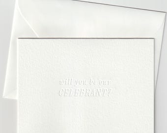 Embossed Will you be our celebrant proposal card with envelope
