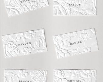 Floral Embossed Wedding Place Cards