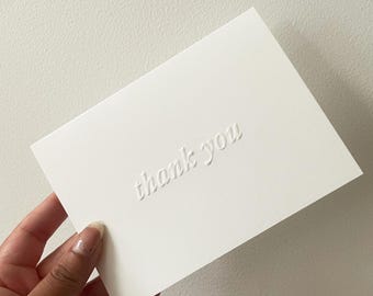 Thank you card embossed letterpress greeting card
