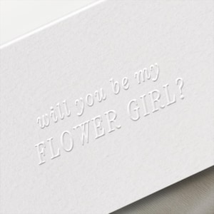 Flower girl card gift Will you be my flower girl card letterpress embossed