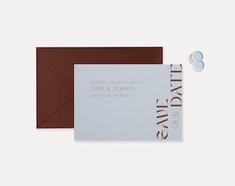 Modern Type Design Save The Date Blue/ Mocha THE SHORE COLLECTION