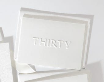 30th Thirty Birthday Card + Letterpress Embossed + Luxury + Stylish + Refined