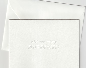 Flower girl card gift Will you be my flower girl card letterpress embossed