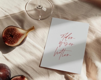Older Wiser Hotter Birthday Card Greeting Card / Fashion Minimalist Modern