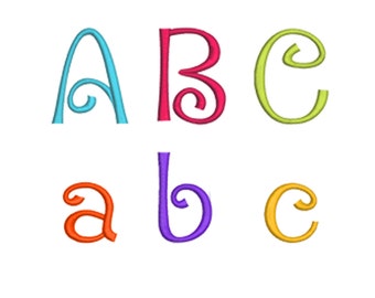 Embroidery Font Design Alphabet Machine 26 Letters 6 SIZES Digitized Font INSTANT DOWNLOAD 023