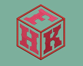 Cube Monogram Embroidery Font Machine Design 26 Letters 2", 2.5", 3", 3.5", 4" Monogram Embroidery Font INSTANT DOWNLOAD 129