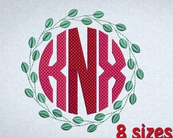 Wreath Embroidery Monogram Machine Design, Leaf Frame, 8 sizes (Font NOT included) INSTANT DOWNLOAD 302