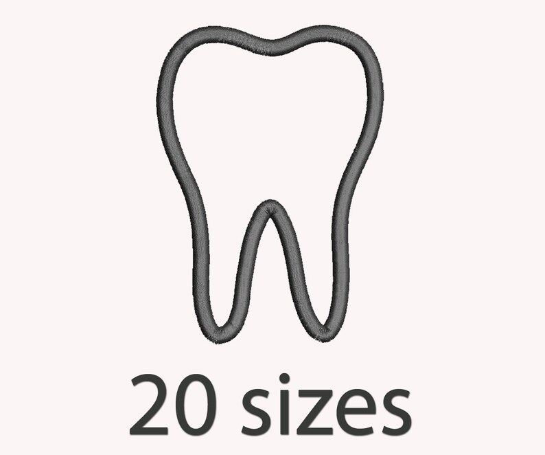 Tooth Applique Machine Embroidery Design 20 Sizes DIGITAL Etsy