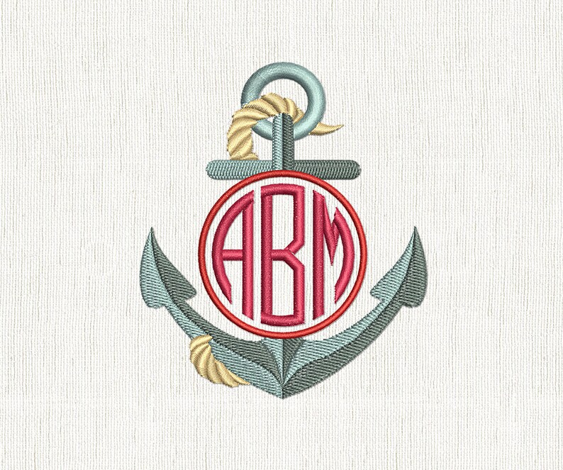Anchor Embroidery Circle Monogram Nautical Machine Design Etsy