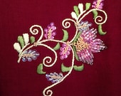 Beaded Spring Flowers Australian Merino Wool and Silk Shawl