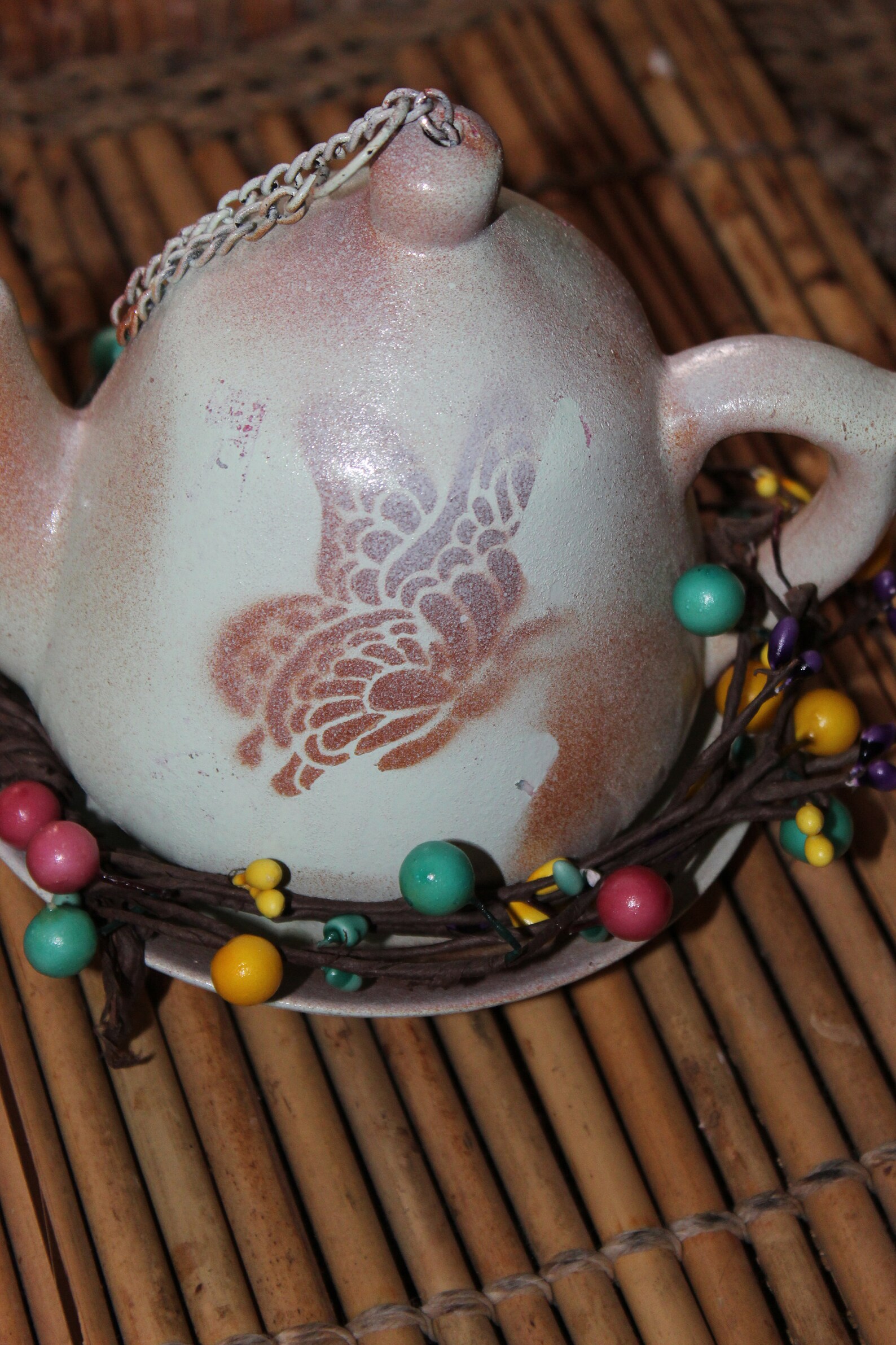 Ceramic Teapot Birdhouse Unique birdhouse Teapot on Saucer Etsy