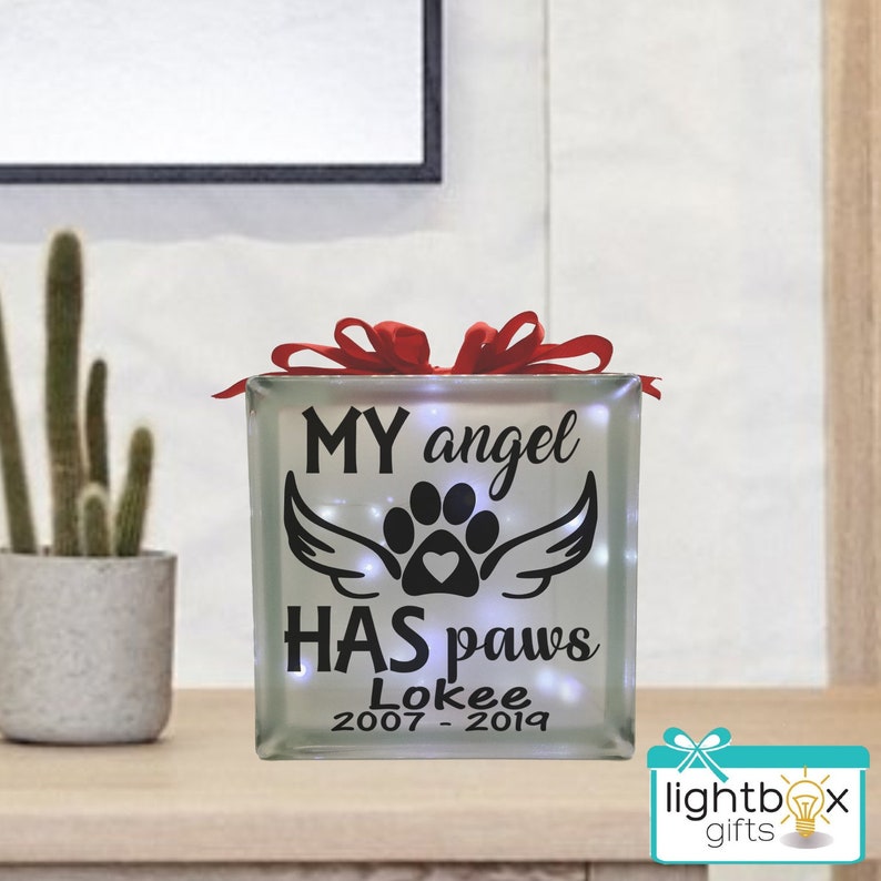 Pet Memorial Glass Light Block Lamp Dog Block Sympathy Etsy