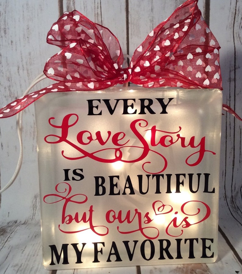 Home Decor Love Lighted Glass Block Sweetheart Gift Etsy Canada