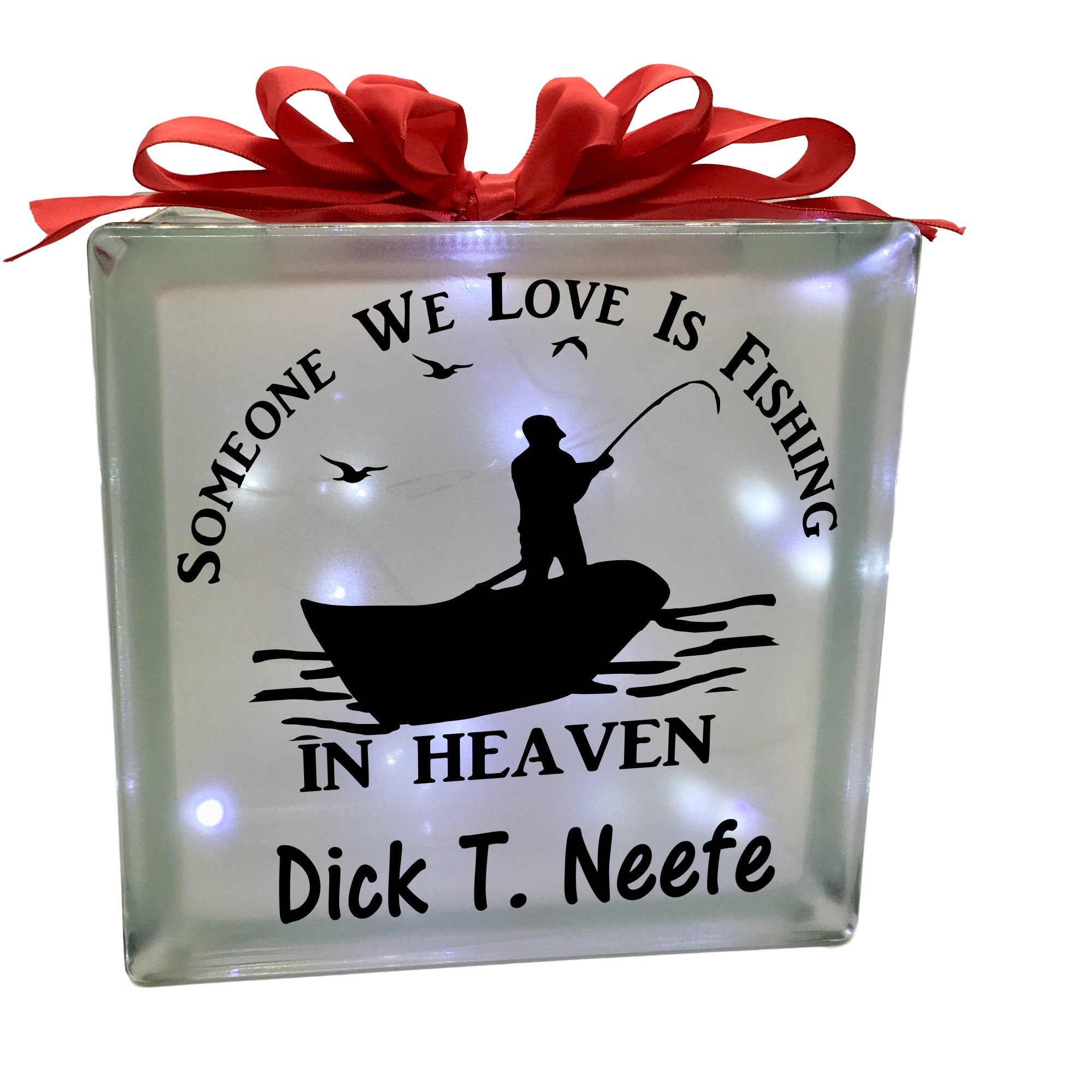 Someone We Love is Fishing in Heaven Personalized Lighted Glasss Block,  Memorial Condolence Sympathy Remembrance Grief in Memory -  Canada