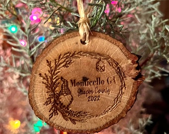 Gnomes Wood laser engraved personalized ornament holiday christmas xmas corporate company gift county city state or business name