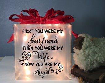 First you were my best friend Personalized LightBoxGifts glass cube memorial light gift in memory loss now you are my angel