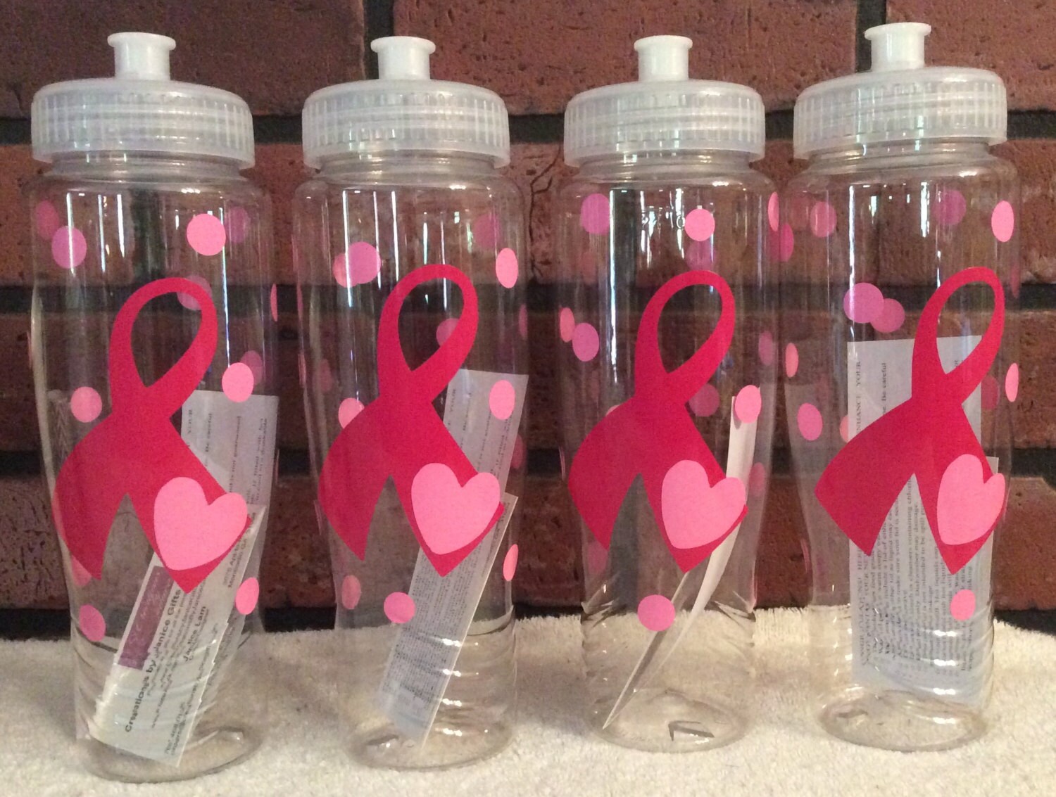 Breast cancer awareness water bottles personalized with your Etsy