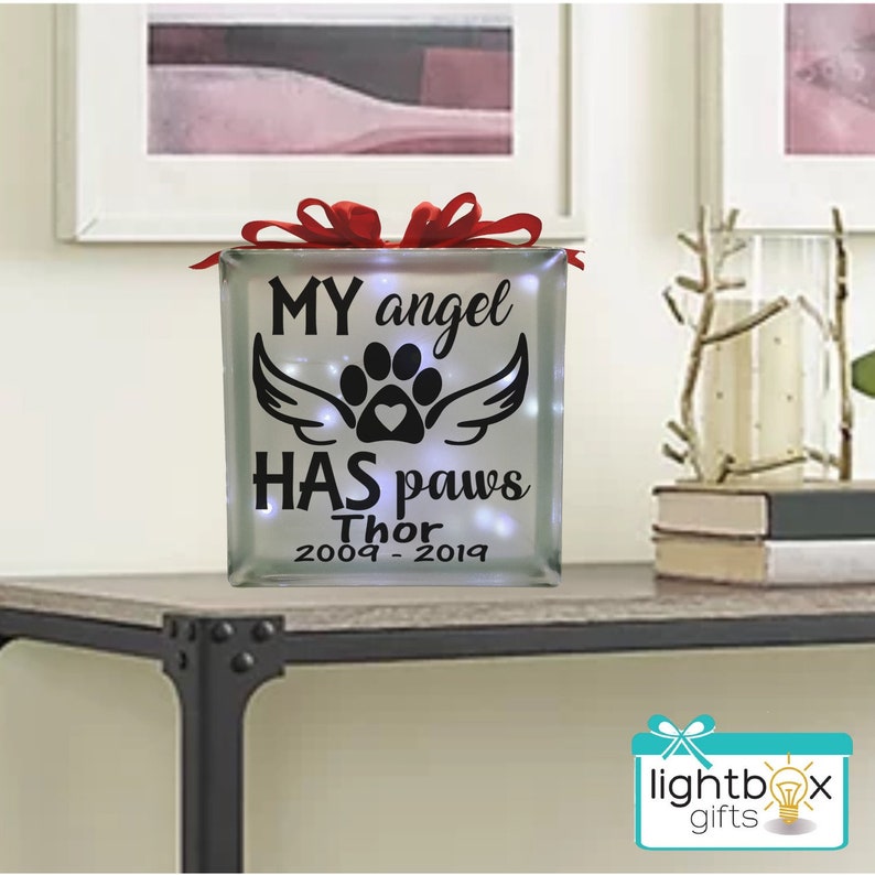 Pet Memorial Glass Light Block Lamp Dog Block Sympathy Etsy