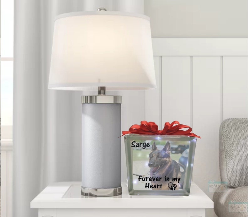 Pet Memorial Glass Light Block Dog Block Sympathy Etsy