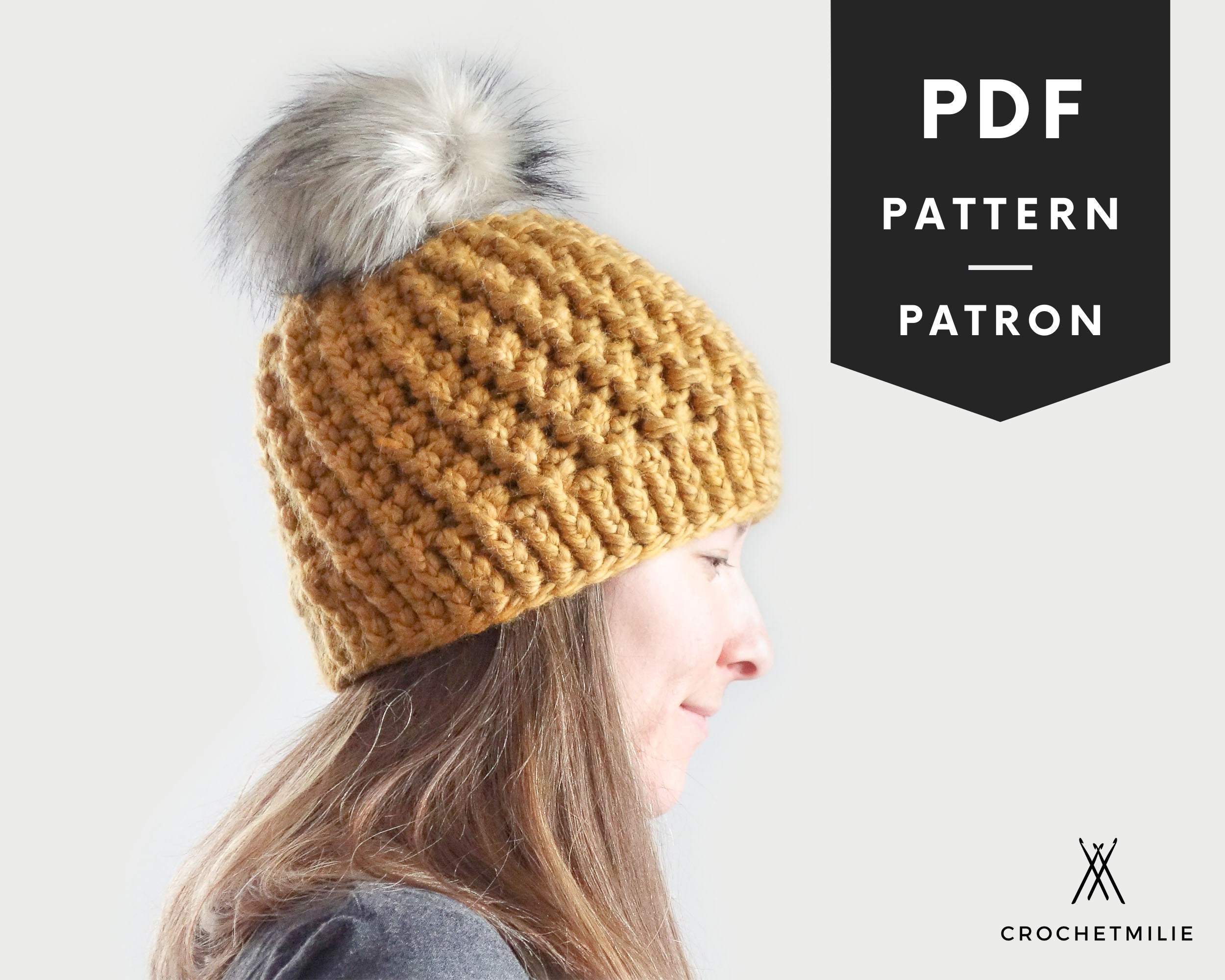 PATRON tuque au CROCHET Tuque spirale Pour femme et enfants PDF Francais ou Anglais avec un trou pour toque ou pompon 009 Etsy Canada