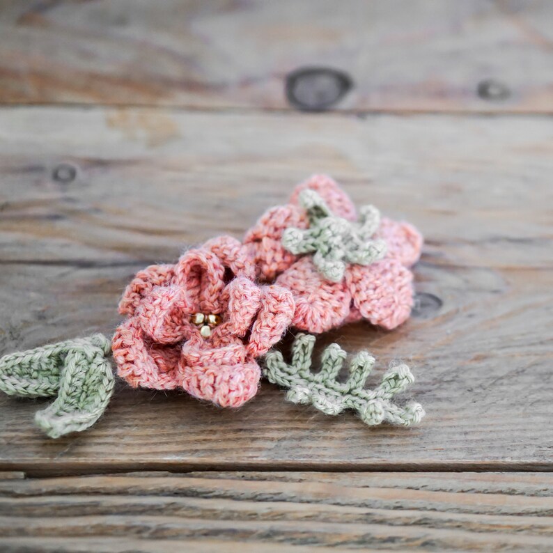 Flower Crochet Pattern, Small Flower And Leaf, Crochet Decoration Pattern, Baby Crochet Decor, DIY Crochet Flower, Instant Download image 3