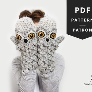 Crochet Owl Gloves Pattern, Mittens Owl Crochet Pattern, Fingerless Gloves, Animal Mittens Pattern, Animal Gloves, Instant Download, 002 image 1