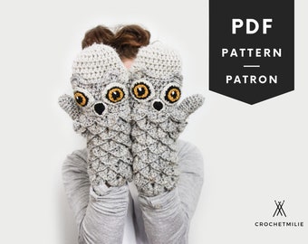 Crochet Owl Gloves Pattern, Mittens Owl Crochet Pattern, Fingerless Gloves, Animal Mittens Pattern, Animal Gloves, Instant Download, 002