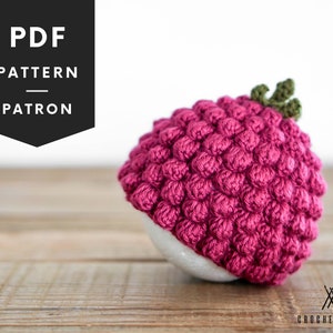 Crochet Hat Patterns, Raspberry Hat, Baby Crotchet Hat, Fruit Shape Hat For Kids, Raspberry Beret, Beanie Pattern, Winter Hat Pattern, 024 image 1