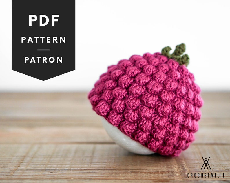 Crochet Hat Patterns, Raspberry Hat, Baby Crotchet Hat, Fruit Shape Hat For Kids, Raspberry Beret, Beanie Pattern, Winter Hat Pattern, 024 image 1