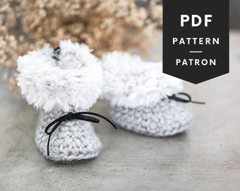 Baby shoes crochet pattern, newborn's first booties, fluffy baby slippers crochet pattern