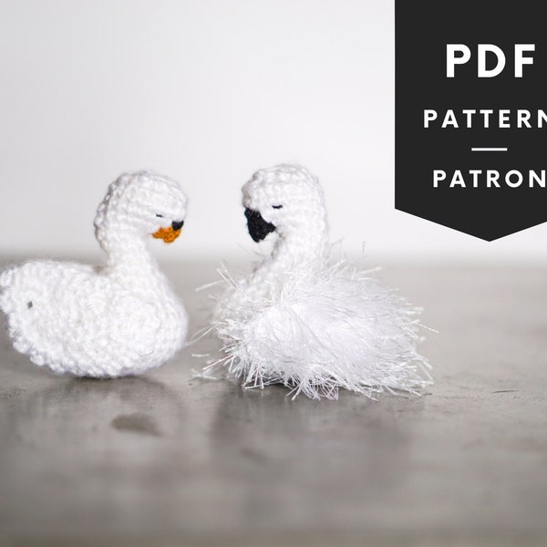 CROCHET PATTERN #050 - The peaceful swan - PDF English or French - mini amigurumi - for baby mobile delicate nursery decor - crochet animal