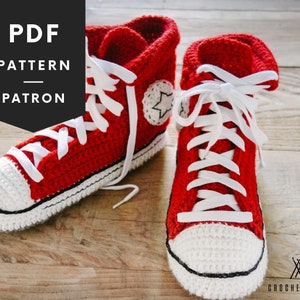 CROCHET slippers PATTERN Crochet shoes style High top Sneaker tutorial for men and women image 1