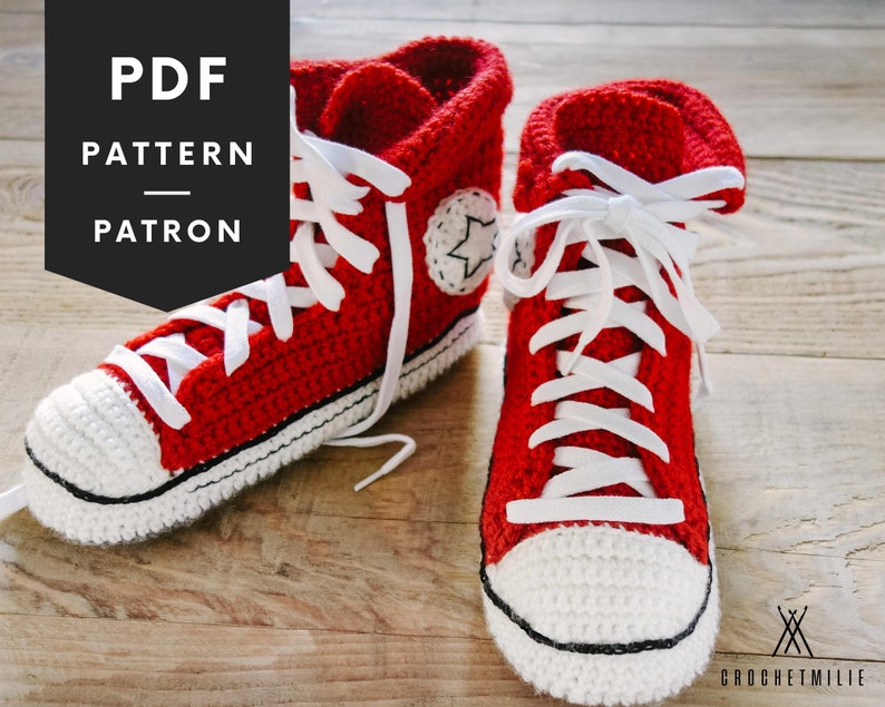 CROCHET slippers PATTERN | Crochet shoes style | High top Sneaker tutorial for men and women image 1