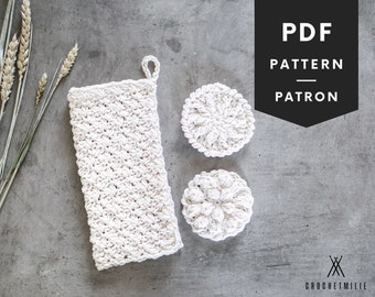 Crochet PATTERN cotton washcloth & scrubbies, 3 patterns