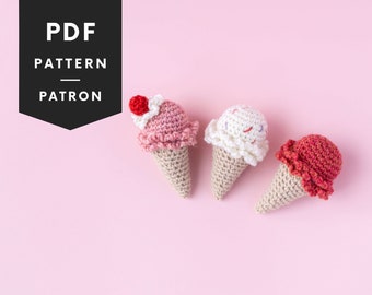 Crochet Pattern of a mini Ice Cream cone Amigurumi (PDF)