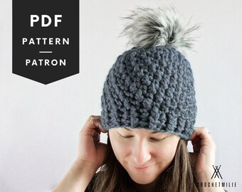 Patrón de gorro de crochet con pompón: Varios tamaños (Descarga PDF)