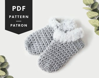 30 minutes Crochet Socks Pattern, Cozy Faux Fur Slippers, Comfy Home Socks
